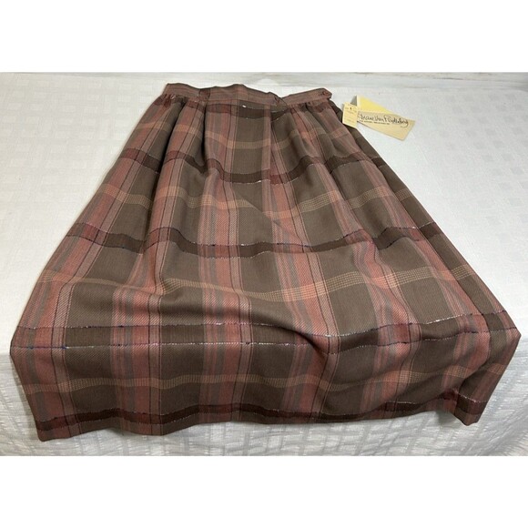 VINTAGE NWT! New Diane Von Furstenberg 12 Womens Long Pleated Plaid A-LINE Skirt - Picture 1 of 16